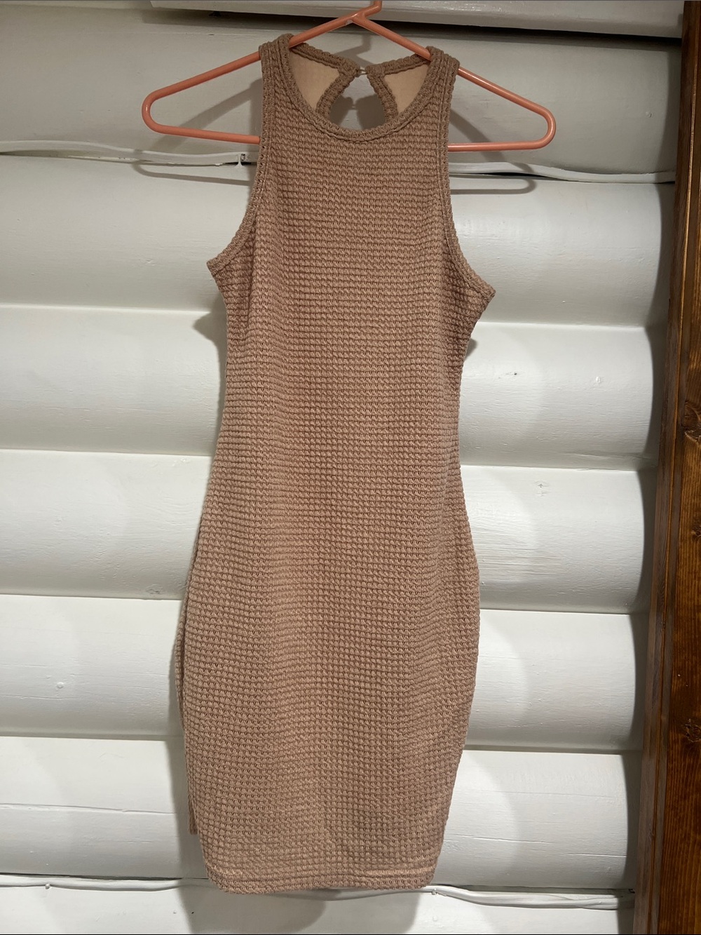 SHEIN Sleeveless Knit Midi Dress in Light Brown